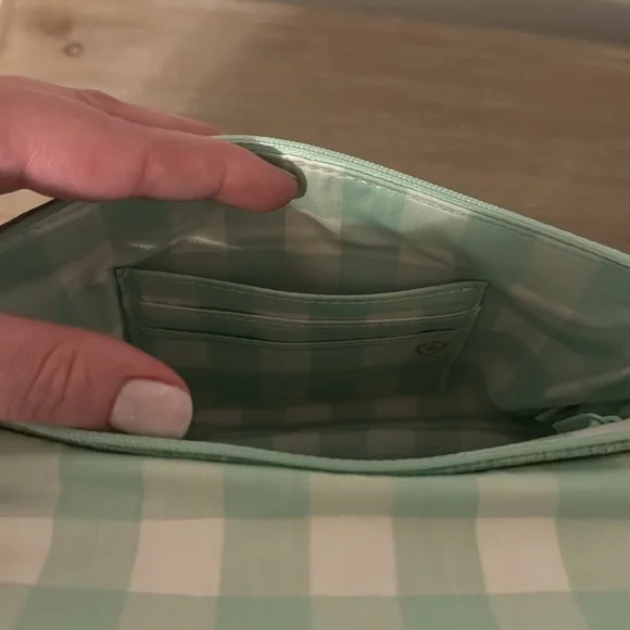 Vera Bradley Turtle Coral Gingham Interior Large Wristlet - Picture 3 of 7